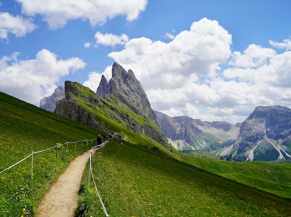 The jagged Seceda peaks, part of our Dolomites Tour